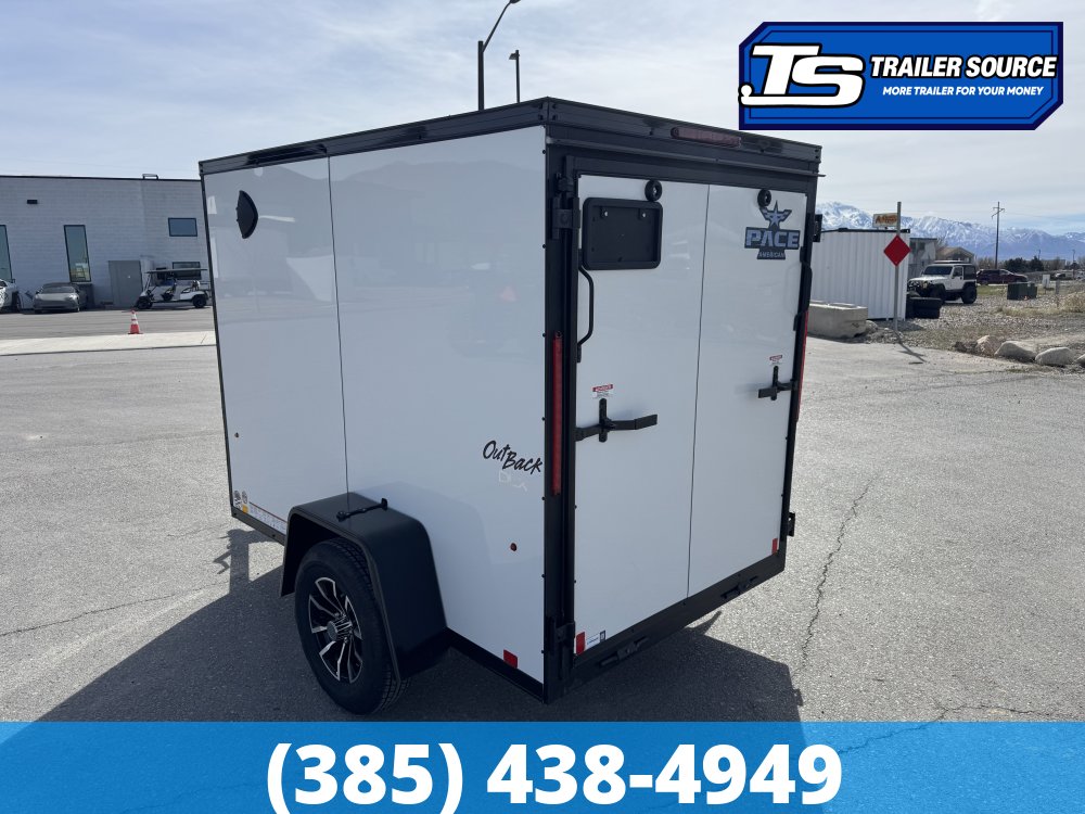 5x8 Pace American Outback Deluxe Enclosed Cargo Trailer - 6'0" Interior - 3.5K GVWR - .080 PolyCor, Alloy Wheels, Black Out Package