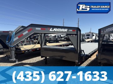 8.5x40 Lamar H8 Gooseneck Wide Body w/ Drive Over Fenders Equipment Trailer - 21K GVWR - Full Steel Floor