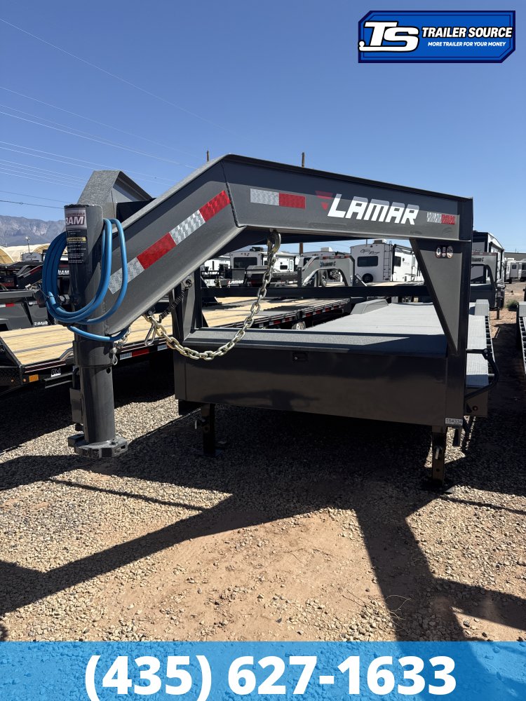 8.5x40 Lamar H8 Gooseneck Wide Body w/ Drive Over Fenders Equipment Trailer - 21K GVWR - Full Steel Floor