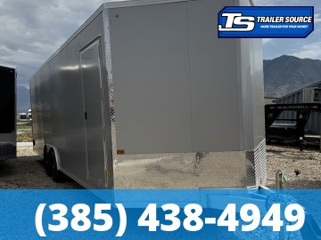 8.5x24 Alcom Aluminum EZ Hauler XLT Auto Trailer - 7'0" Interior - 10K GVWR - .080 PolyCor, Rear Spoiler, Translucent Roof, Ultimate Escape Door