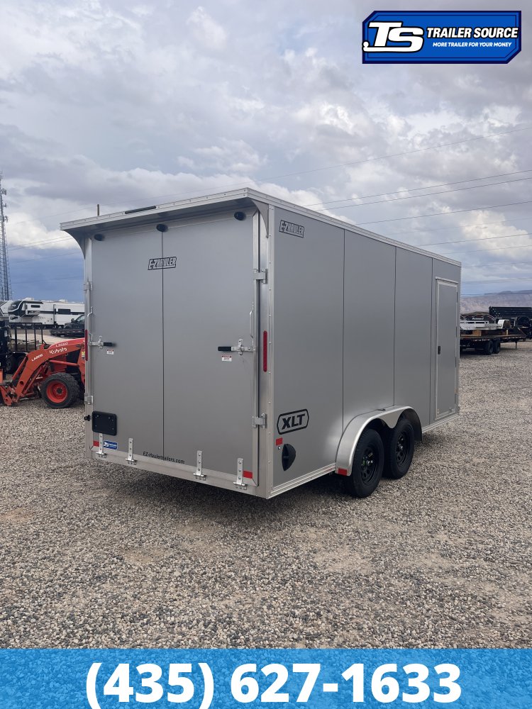 7.5x16 Alcom EZ Hauler XLT Aluminum Enclosed Cargo Trailer - 7'0" Interior - 7K GVWR - .080 PolyCor, Rear Spoiler w/ Load Lights, Translucent Roof