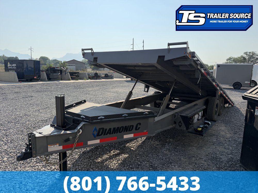 8.5x24 Diamond C DET 207 Tilt Trailer - 15K GVWR - Hydraulic Jack(s), Solar Panel