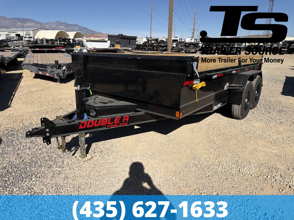 7x14 Double A Excel Series ELP Dump Trailer - 20" Sides - 14K GVWR Slide Out Ramps