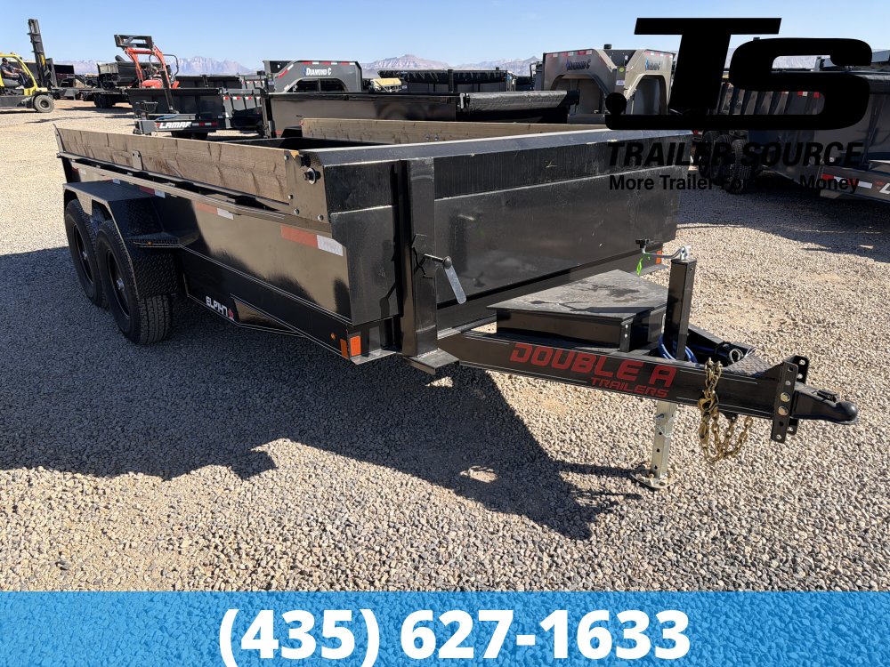 7x14 Double A Excel Series ELP Dump Trailer - 20" Sides - 14K GVWR Slide Out Ramps