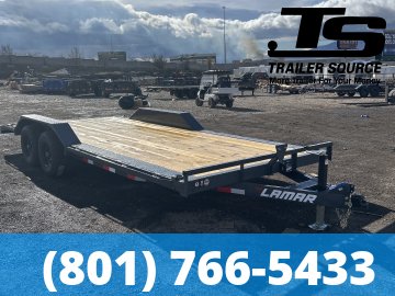 8.5x20 Lamar CC Wide Body w/ Drive Over Fenders Flatbed Car Hauler Trailer - 10K GVWR - D-Rings