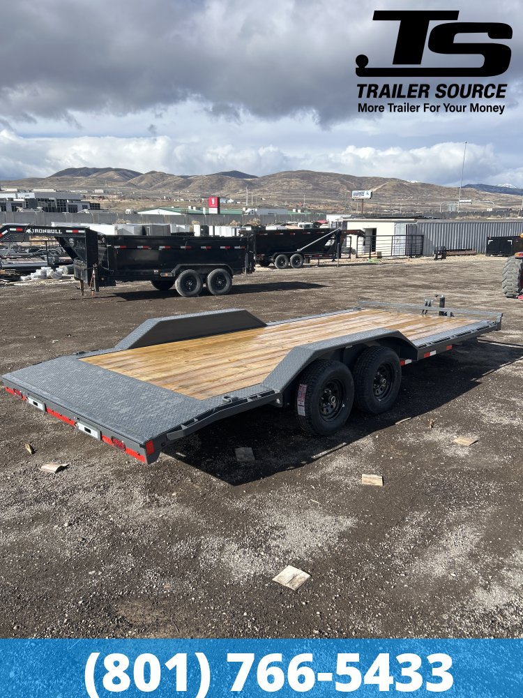 8.5x20 Lamar CC Wide Body w/ Drive Over Fenders Flatbed Car Hauler Trailer - 10K GVWR - D-Rings
