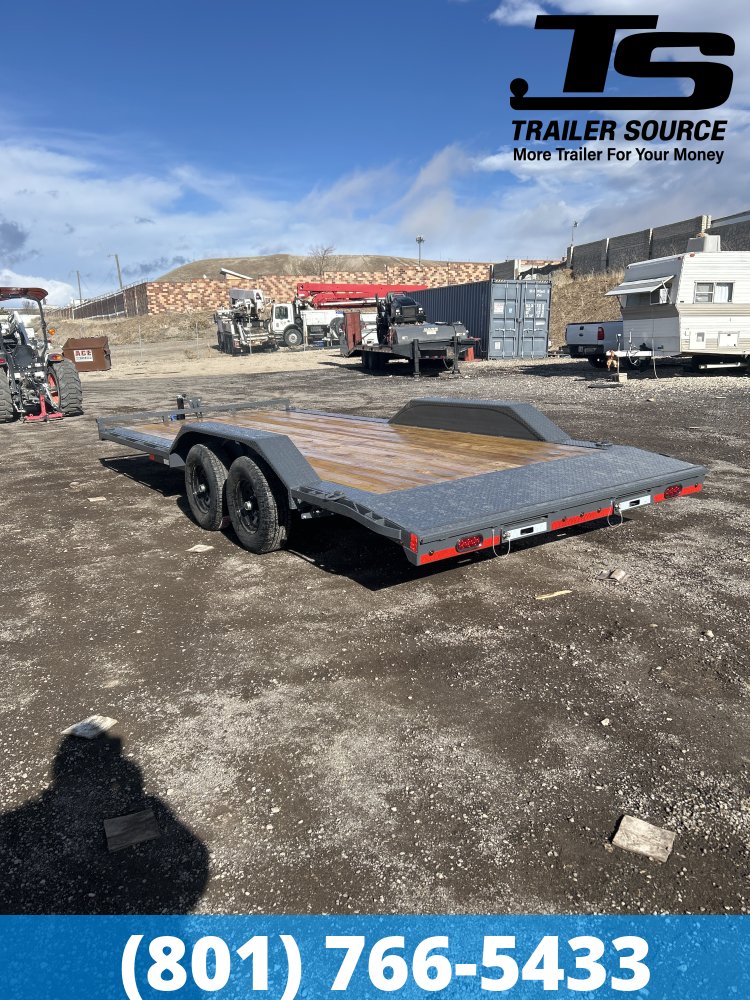 8.5x20 Lamar CC Wide Body w/ Drive Over Fenders Flatbed Car Hauler Trailer - 10K GVWR - D-Rings