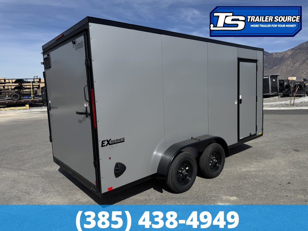 7x16 Cargo Express EX Series DLX Enclosed Cargo Trailer - 7'0" Interior - 7K GVWR - .080 PolyCor, Alloy Wheels, Black Out Package