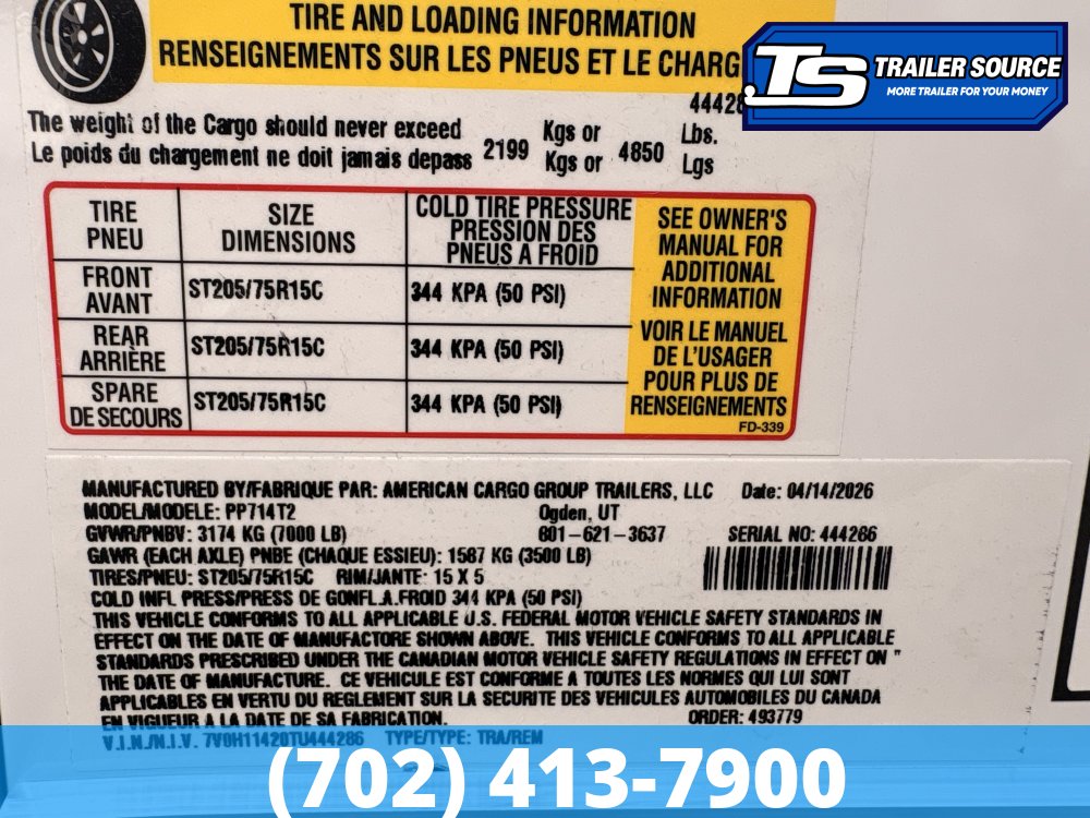 7x14 Haulmark Passport Enclosed Cargo Trailer - 6'6" Interior - 3.5K GVWR -