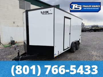7.5x16 Look Element SE Enclosed Cargo Trailer - 7'0" Interior - 7K GVWR - .080 PolyCor, Alloy Wheels, Black Out Package, Ramp Door, Rear Spoiler w/ Load Lights, Roadside Door