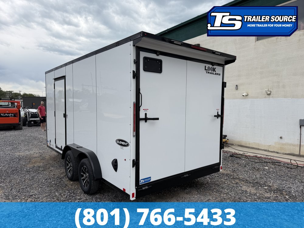 7.5x16 Look Element SE Enclosed Cargo Trailer - 7'0" Interior - 7K GVWR - .080 PolyCor, Alloy Wheels, Black Out Package, Ramp Door, Rear Spoiler w/ Load Lights, Roadside Door