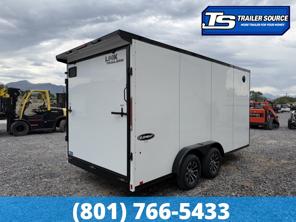 7.5x16 Look Element SE Enclosed Cargo Trailer - 7'0" Interior - 7K GVWR - .080 PolyCor, Alloy Wheels, Black Out Package, Ramp Door, Rear Spoiler w/ Load Lights, Roadside Door