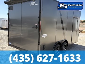 8.5x16 Look Element SE Enclosed Cargo Trailer - 7'6" Interior - 10K GVWR - .080 PolyCor, 2 Tone Color, Alloy Wheels, Black Out Package, Rear Spoiler w/ Load Lights, Rubber Coin Flo