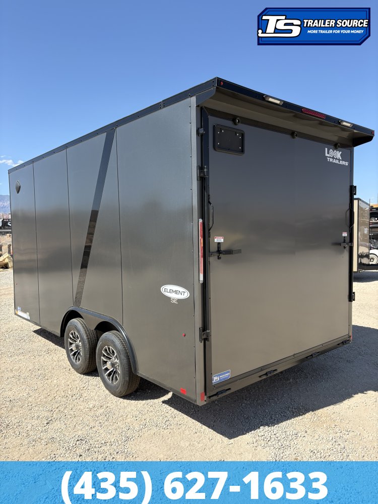 8.5x16 Look Element SE Enclosed Cargo Trailer - 7'6" Interior - 10K GVWR - .080 PolyCor, 2 Tone Color, Alloy Wheels, Black Out Package, Rear Spoiler w/ Load Lights, Rubber Coin Flo
