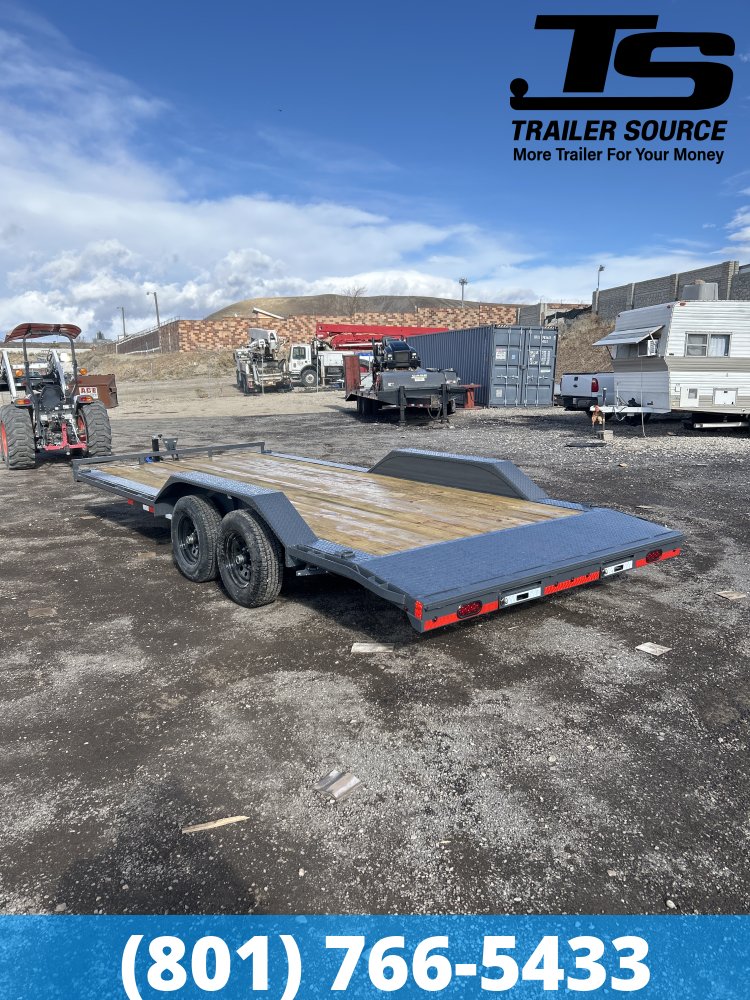 8.5x20 Lamar CC Wide Body w/ Drive Over Fenders Flatbed Car Hauler Trailer - 10K GVWR - D-Rings
