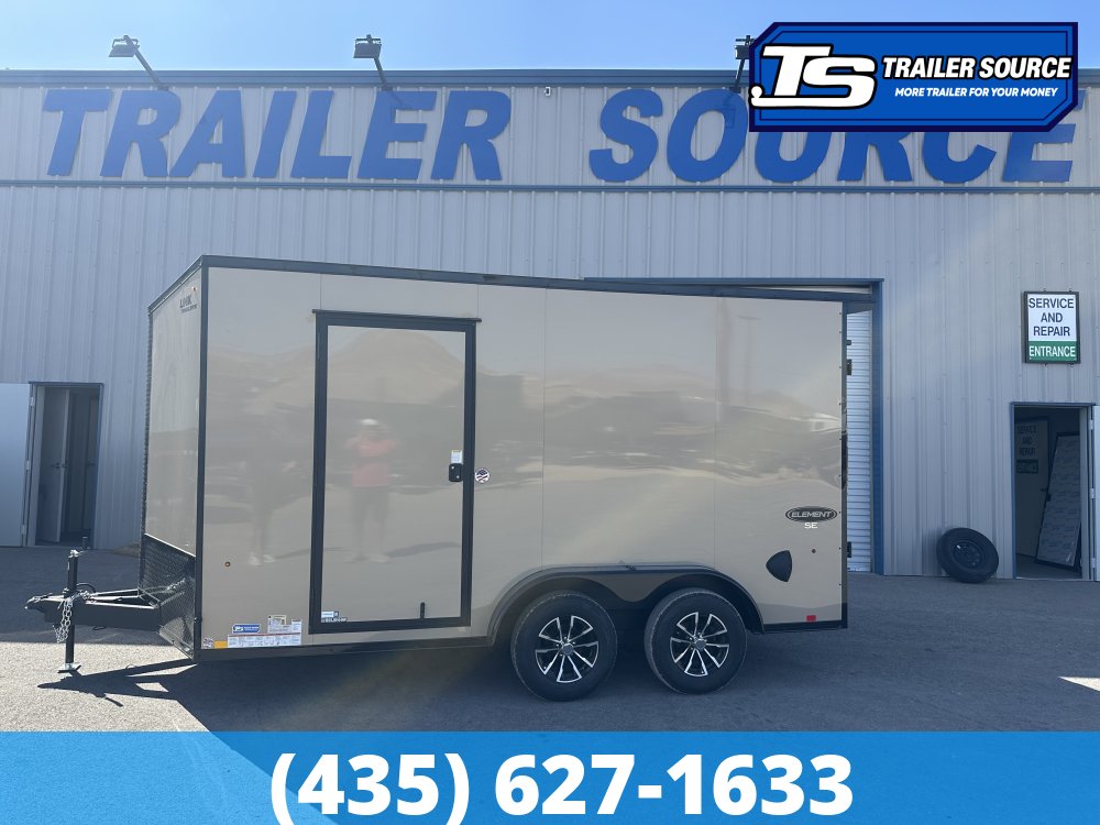 7.5x14 Look Element SE Enclosed Cargo Trailer - 7'0" Interior - 7K GVWR - .080 PolyCor, Alloy Wheels, Black Out Package, Rear Spoiler w/ Load Lights, Roadside Door