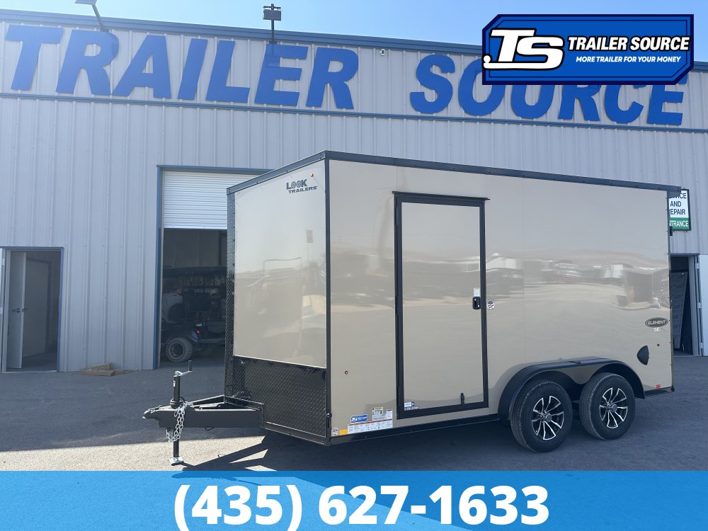 7.5x14 Look Element SE Enclosed Cargo Trailer - 7'0" Interior - 7K GVWR - .080 PolyCor, Alloy Wheels, Black Out Package, Rear Spoiler w/ Load Lights, Roadside Door