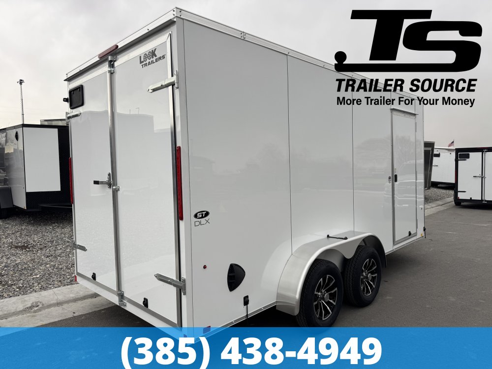 7x16 Look ST DLX Enclosed Cargo Trailer - 7'0" Interior - 7K GVWR - .080 PolyCor, Alloy Wheels, Barn Doors, Translucent Roof