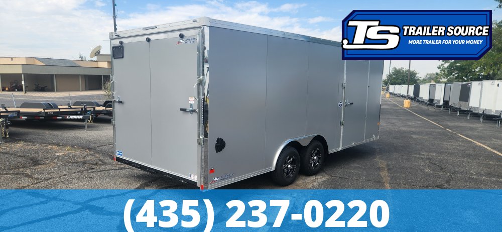 8.5x20 American Hauler Mach Enclosed Car Hauler Trailer - 7'0" Interior - 10K GVWR - .080 PolyCor, Alloy Wheels, Dovetail, Finished Interior, Lower Cabinet, Ramp Door, Ramp Extensi