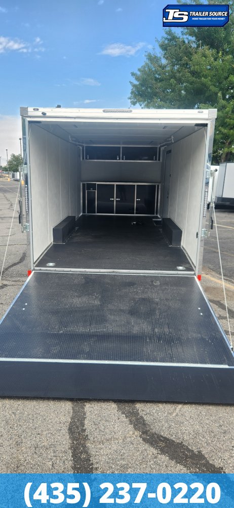 8.5x20 American Hauler Mach Enclosed Car Hauler Trailer - 7'0" Interior - 10K GVWR - .080 PolyCor, Alloy Wheels, Dovetail, Finished Interior, Lower Cabinet, Ramp Door, Ramp Extensi