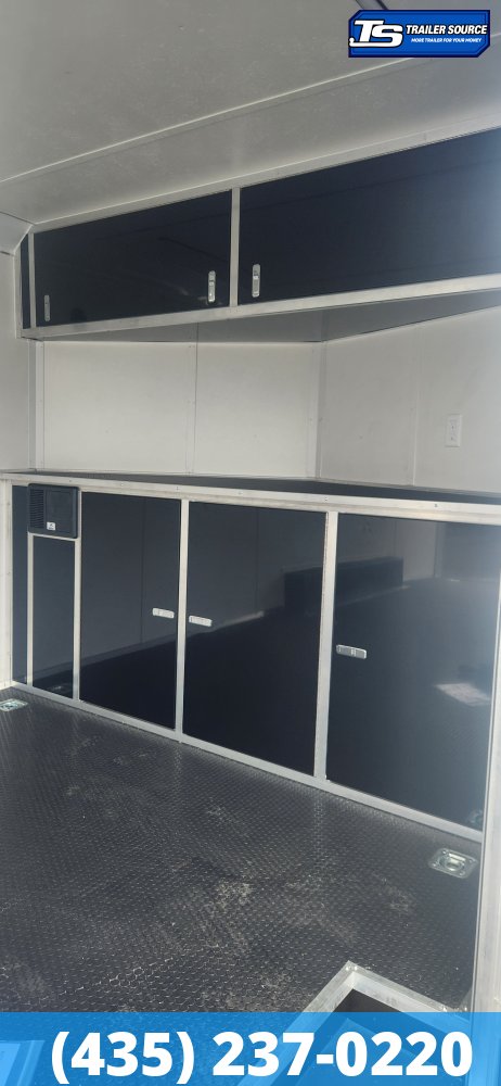 8.5x20 American Hauler Mach Enclosed Car Hauler Trailer - 7'0" Interior - 10K GVWR - .080 PolyCor, Alloy Wheels, Dovetail, Finished Interior, Lower Cabinet, Ramp Door, Ramp Extensi