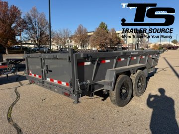 7x14 Lamar DT Dump Trailer - 24" Sides - 14K GVWR - 7G Floor, Stabilizer Jacks, Telescopic