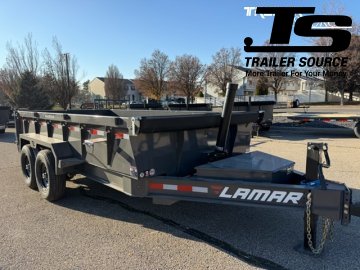 7x14 Lamar DT Dump Trailer - 24" Sides - 14K GVWR - 7G Floor, Stabilizer Jacks, Telescopic