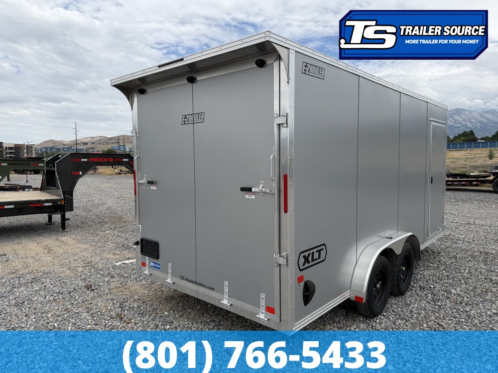 7.5x16 Alcom EZ Hauler XLT Aluminum Enclosed Cargo Trailer - 7'0" Interior - 3.5K GVWR - .080 PolyCor, Rear Spoiler, Translucent Roof
