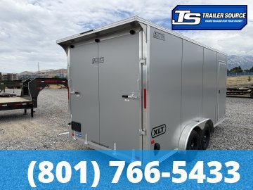 7.5x16 Alcom EZ Hauler XLT Aluminum Enclosed Cargo Trailer - 7'0" Interior - 3.5K GVWR - .080 PolyCor, Rear Spoiler, Translucent Roof