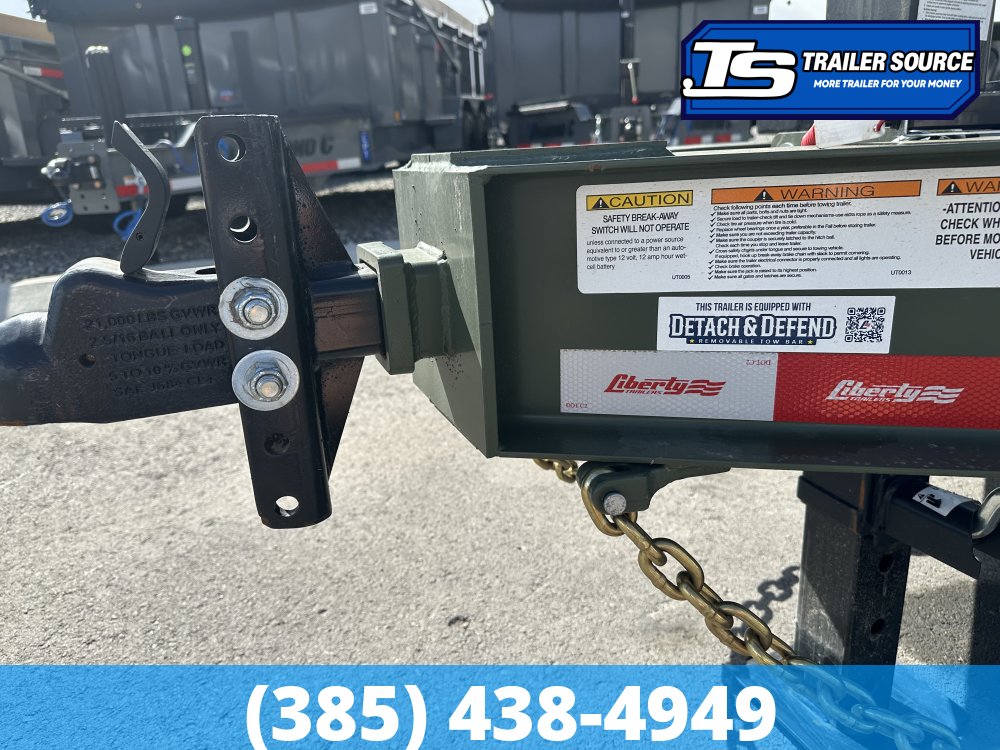 7x22 Liberty LT Equipment Trailer - 15.4K GVWR - Detach and Defend Coupler, Fork Holders, Tongue Box