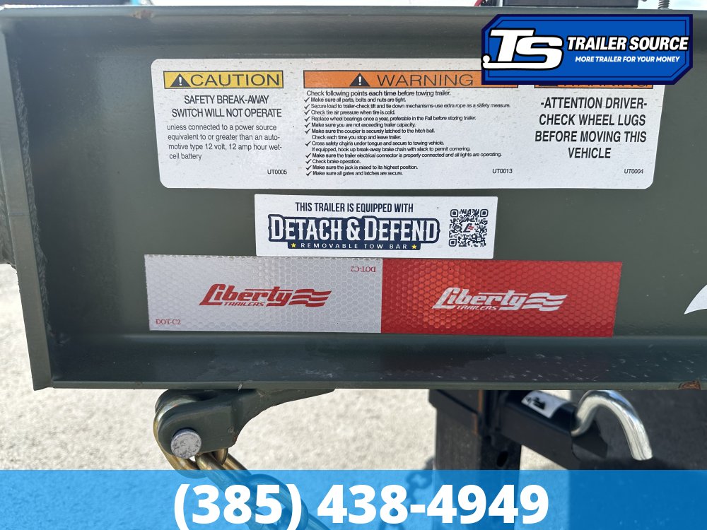 7x22 Liberty LT Equipment Trailer - 15.4K GVWR - Detach and Defend Coupler, Fork Holders, Tongue Box