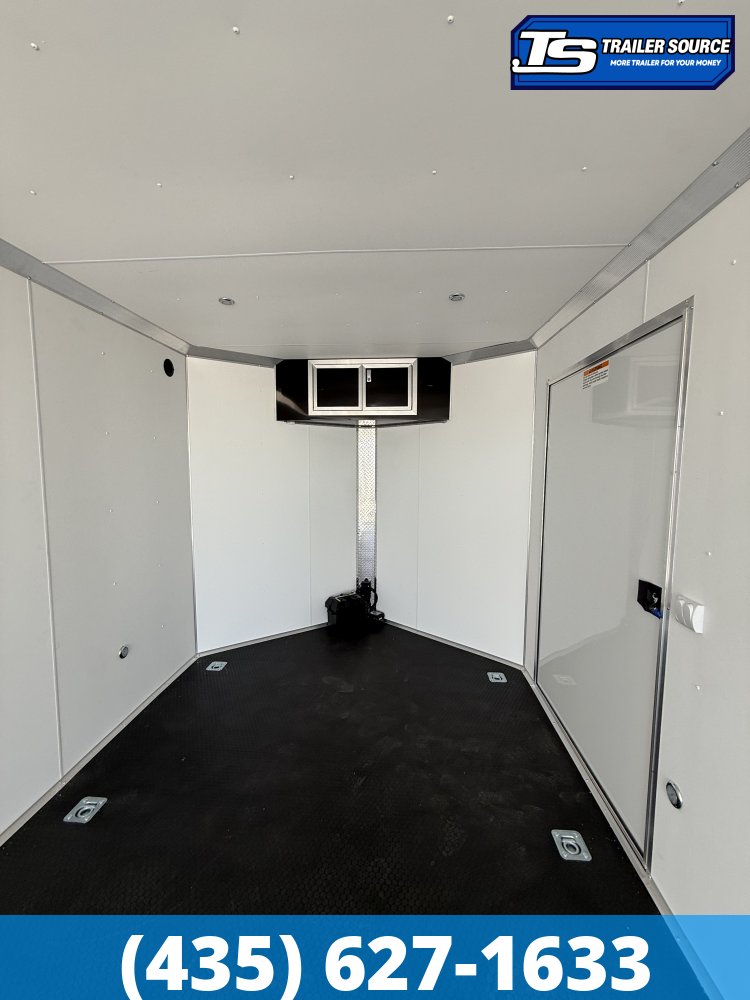 8.5x24 Alcom EZ Hauler Premium Aluminum Enclosed Car Hauler Trailer - 12K GVWR - Alloy Wheels, D-Rings, Dovetail, Power Tongue Jack, Rear Spoiler w/ Load Lights, Rubber Coin Floor,