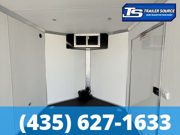 8.5x24 Alcom EZ Hauler Premium Aluminum Enclosed Car Hauler Trailer - 12K GVWR - Alloy Wheels, D-Rings, Dovetail, Power Tongue Jack, Rear Spoiler w/ Load Lights, Rubber Coin Floor,