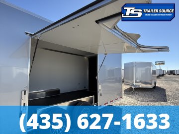 8.5x24 Alcom EZ Hauler Premium Aluminum Enclosed Car Hauler Trailer - 12K GVWR - Alloy Wheels, D-Rings, Dovetail, Power Tongue Jack, Rear Spoiler w/ Load Lights, Rubber Coin Floor,