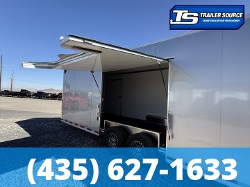 8.5x24 Alcom EZ Hauler Premium Aluminum Enclosed Car Hauler Trailer - 12K GVWR - Alloy Wheels, D-Rings, Dovetail, Power Tongue Jack, Rear Spoiler w/ Load Lights, Rubber Coin Floor,