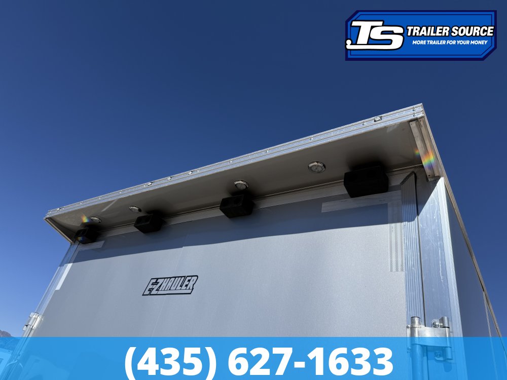 8.5x24 Alcom EZ Hauler Premium Aluminum Enclosed Car Hauler Trailer - 12K GVWR - Alloy Wheels, D-Rings, Dovetail, Power Tongue Jack, Rear Spoiler w/ Load Lights, Rubber Coin Floor,