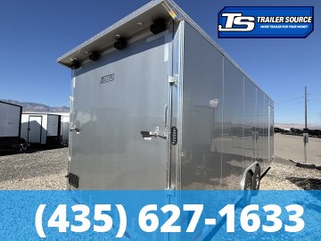 8.5x24 Alcom EZ Hauler Premium Aluminum Enclosed Car Hauler Trailer - 12K GVWR - Alloy Wheels, D-Rings, Dovetail, Power Tongue Jack, Rear Spoiler w/ Load Lights, Rubber Coin Floor,