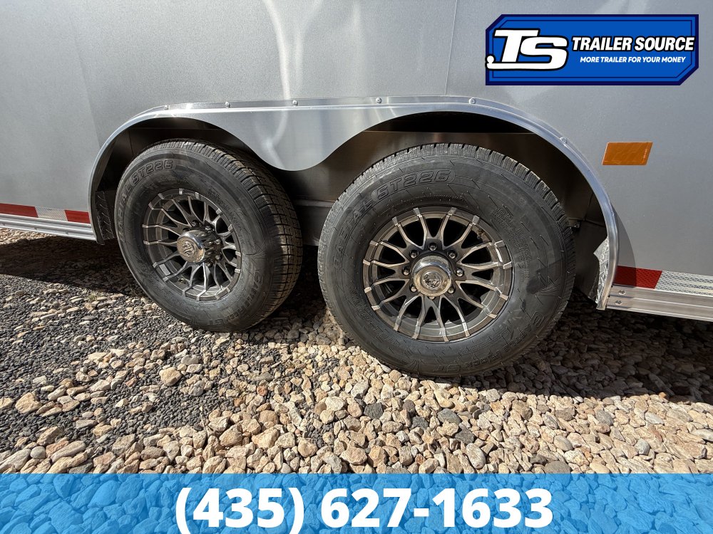 8.5x24 Alcom EZ Hauler Premium Aluminum Enclosed Car Hauler Trailer - 12K GVWR - Alloy Wheels, D-Rings, Dovetail, Power Tongue Jack, Rear Spoiler w/ Load Lights, Rubber Coin Floor,