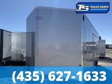 8.5x24 Alcom EZ Hauler Premium Aluminum Enclosed Car Hauler Trailer - 12K GVWR - Alloy Wheels, D-Rings, Dovetail, Power Tongue Jack, Rear Spoiler w/ Load Lights, Rubber Coin Floor,