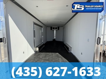 8.5x24 Alcom EZ Hauler Premium Aluminum Enclosed Car Hauler Trailer - 12K GVWR - Alloy Wheels, D-Rings, Dovetail, Power Tongue Jack, Rear Spoiler w/ Load Lights, Rubber Coin Floor,