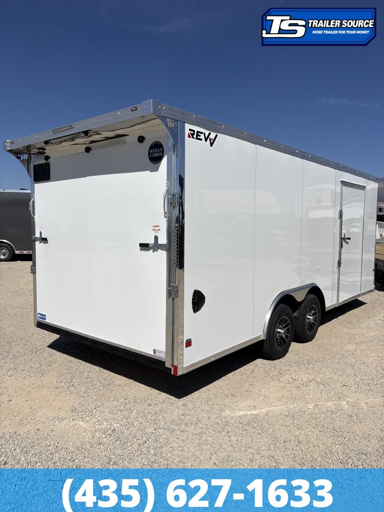 8.5x20 Wells Cargo Revv Enclosed Car Hauler Trailer - 7'0" Interior - 10K GVWR - .080 PolyCor, Rear Spoiler w/ Load Lights
