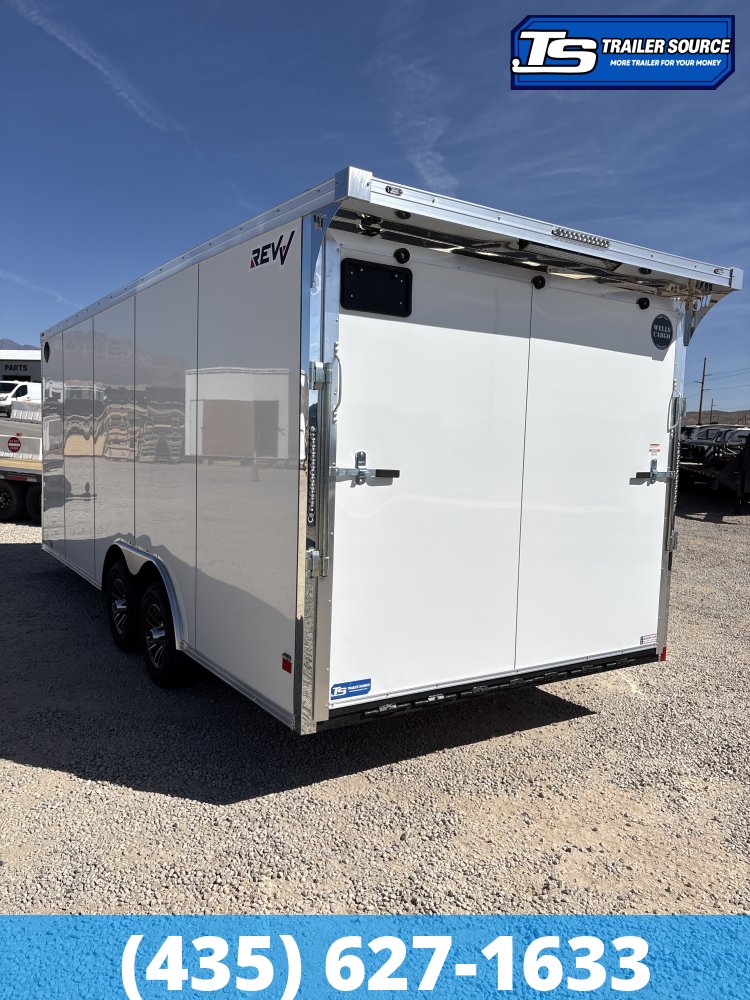 8.5x20 Wells Cargo Revv Enclosed Car Hauler Trailer - 7'0" Interior - 10K GVWR - .080 PolyCor, Rear Spoiler w/ Load Lights
