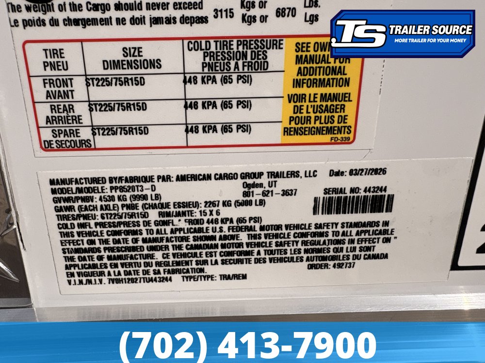 8.5x20 Haulmark Passport DELUXE Enclosed Cargo Trailer - 7'6" Interior - 10K GVWR -