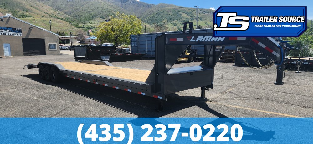 8.5x36 Lamar H8 Gooseneck Wide Body w/ Drive Over Fenders Equipment Trailer - 21K GVWR -