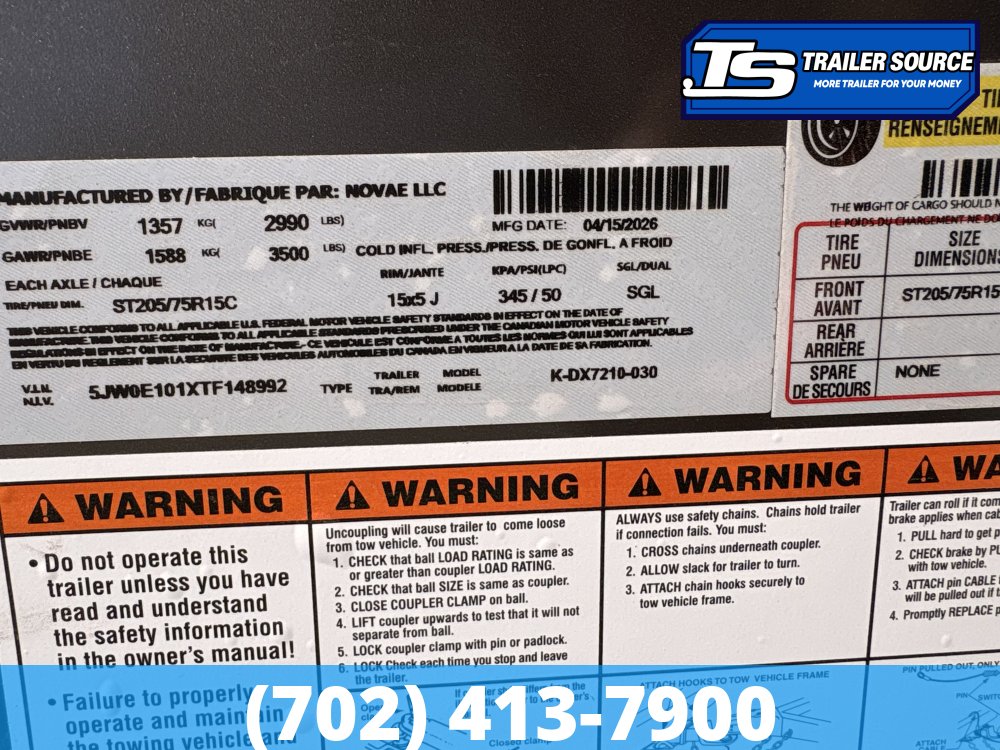 6x10 Look ST DLX Enclosed Cargo Trailer - 6'6" Interior - 3.5K GVWR - .080 PolyCor, 16" Cross Member Upgrade, Rear Spoiler w/ Load Lights