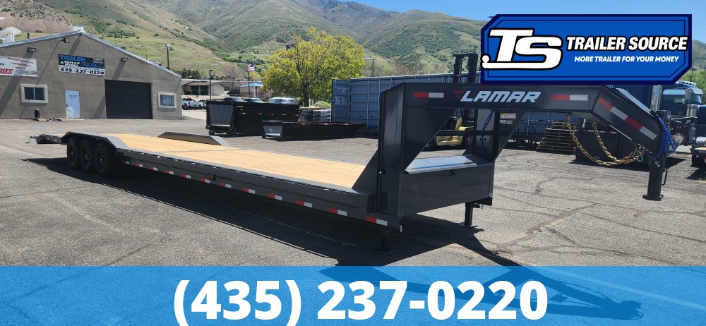 8.5x40 Lamar H8 Gooseneck Wide Body w/ Drive Over Fenders Equipment Trailer - 21K GVWR -