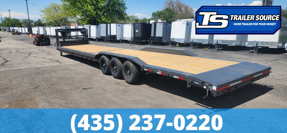 8.5x40 Lamar H8 Gooseneck Wide Body w/ Drive Over Fenders Equipment Trailer - 21K GVWR -