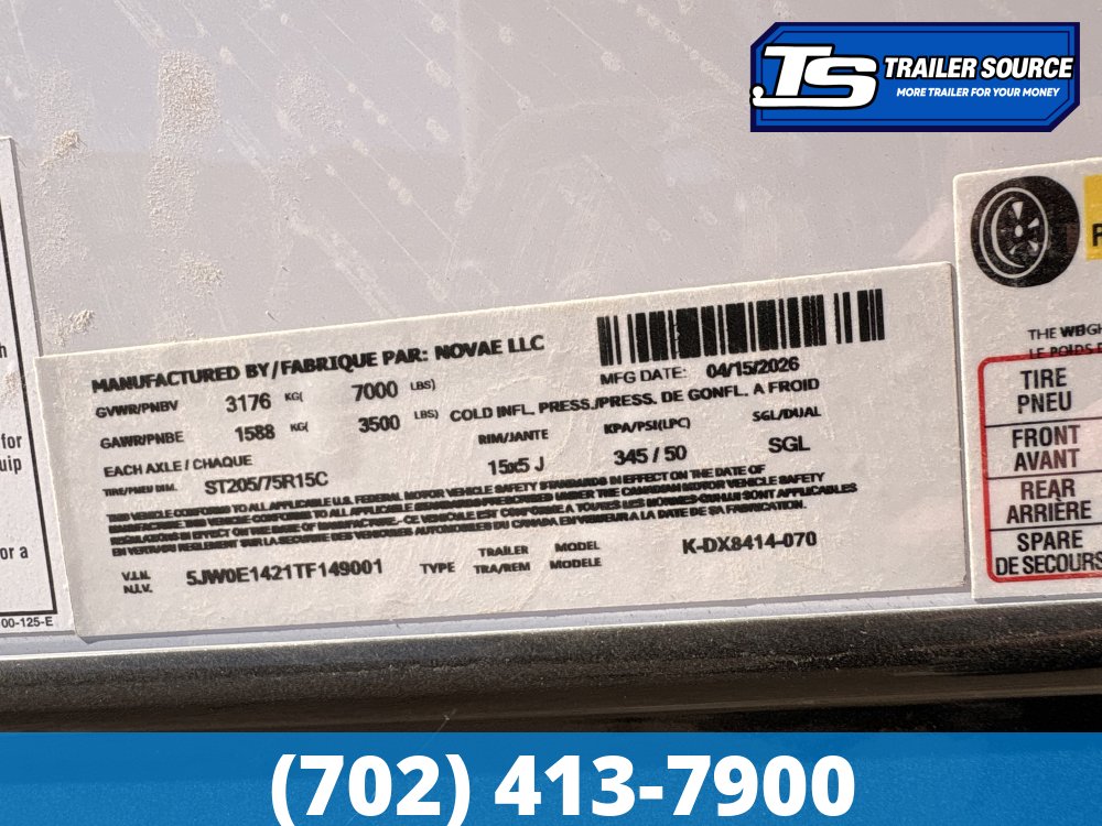 7x14 Look ST DLX Enclosed Cargo Trailer - 7'0" Interior - 7K GVWR - .080 PolyCor, 16" Cross Member Upgrade, Alloy Wheels