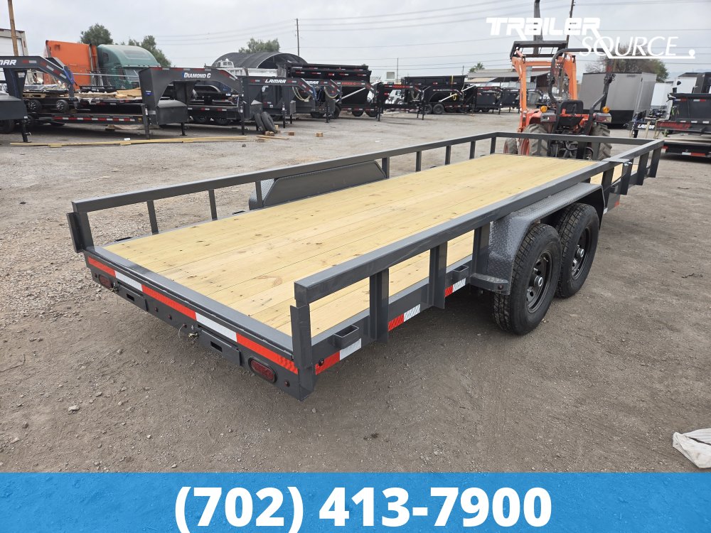 7x20 Lamar U6 Equipment Trailer - 14K GVWR Slide Out Ramps