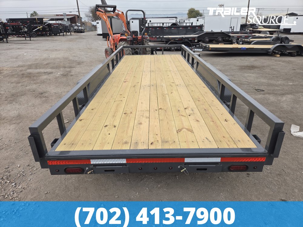7x20 Lamar U6 Equipment Trailer - 14K GVWR Slide Out Ramps